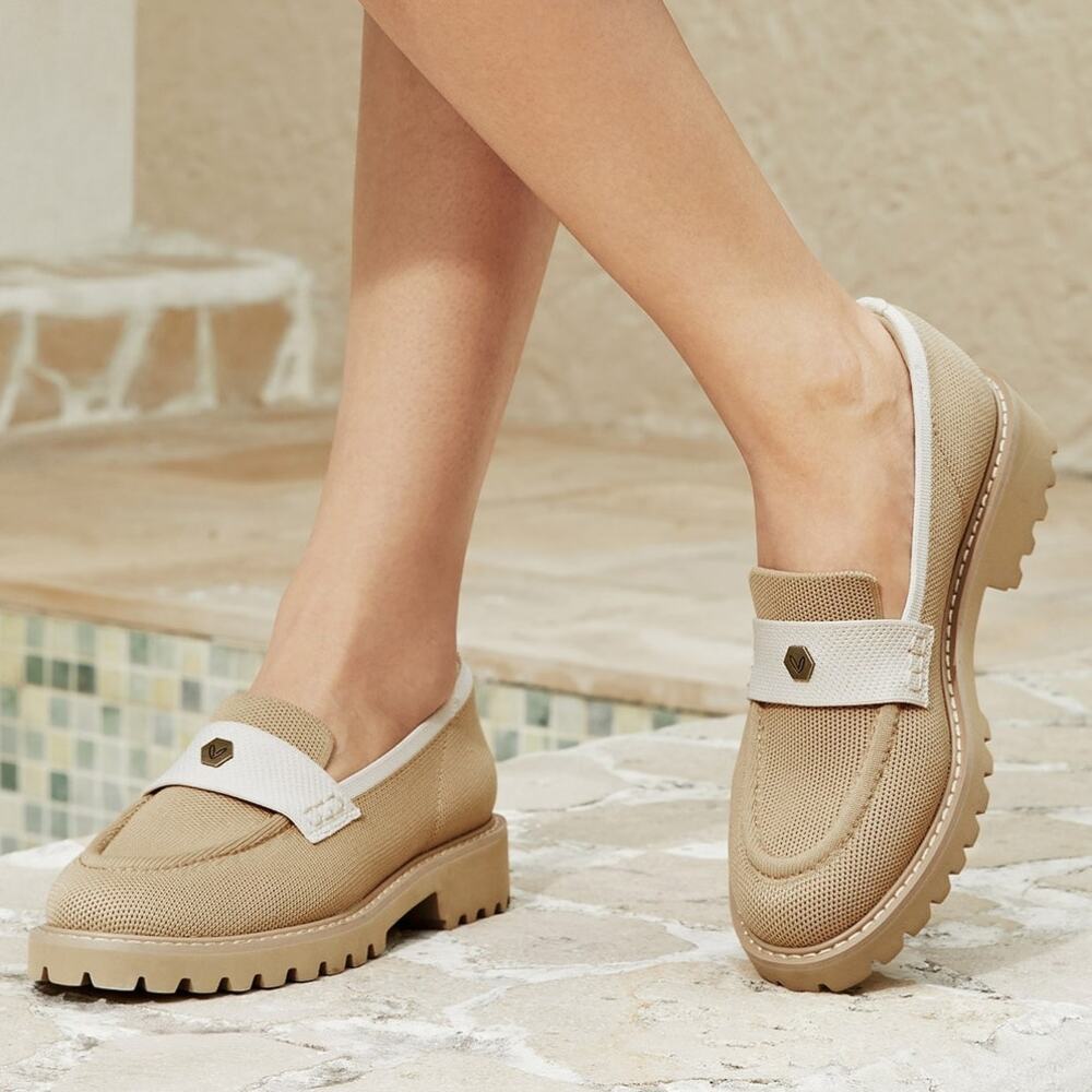 Vivaia Francesca Platform Chunky Penny Minimalist Nude Peach Ivory Loafer 9